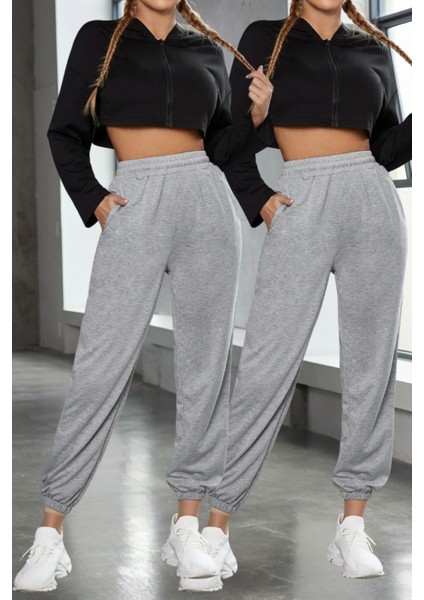 KIŞLIK Bol Eşofman Altı Set Ikili 2li Oversize Erkek Kadın Unisex Paçası Lastikli