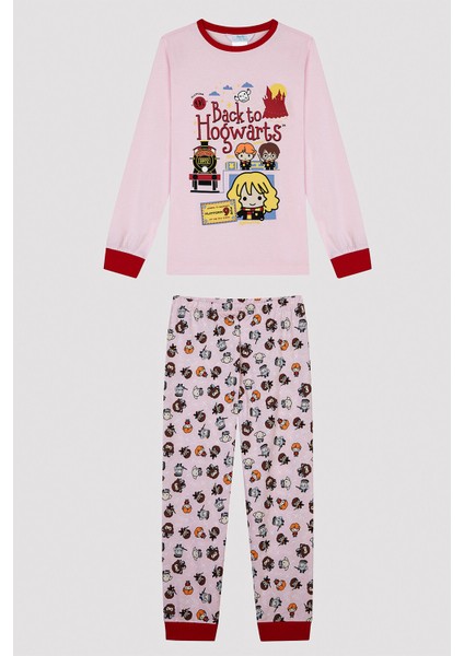 Kız Çocuk Back To Hogwarts Slogan Baskılı Pijama Takımı