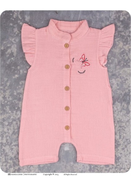 Muslın Kısa Kollu Kız Bebek Tulum