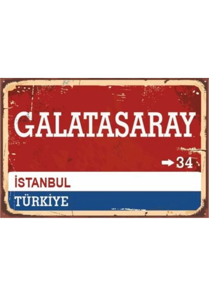 Galatasaray Sokak Tabelası Ahşap Poster