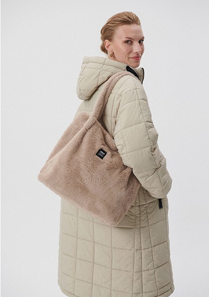 Bej Peluş Omuz Çantası 197617-34523