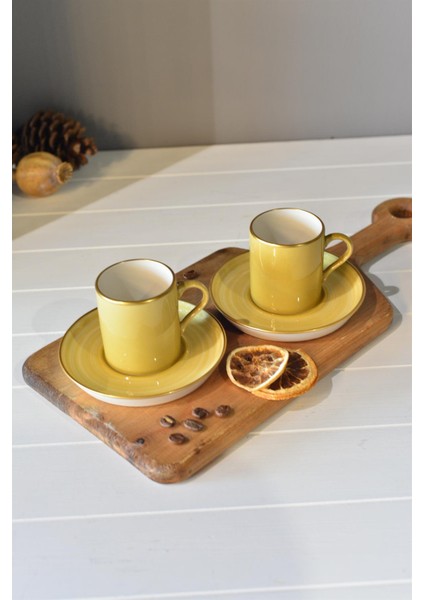 Yellow 2 Kişilik Porselen Türk Kahvesi Fincan Takımı fırsatları