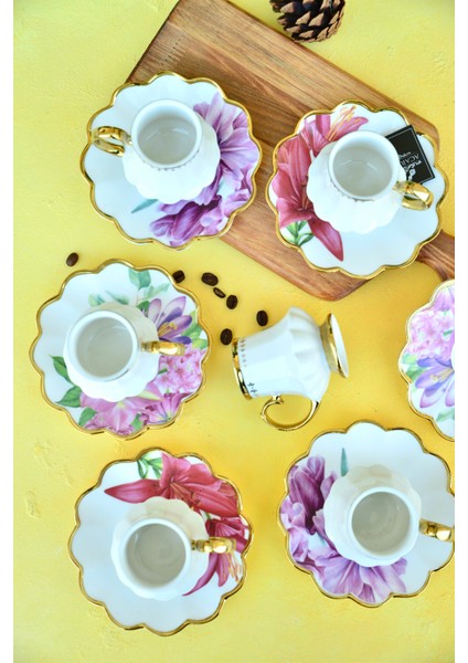 Sofiya 6 Kişilik Porselen Türk Kahvesi Fincan Takımı fırsatları