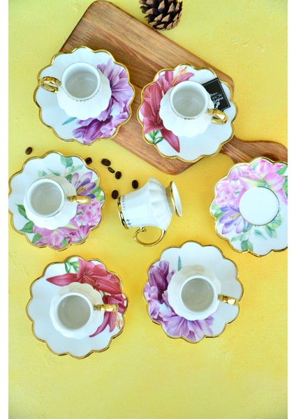 Sofiya 6 Kişilik Porselen Türk Kahvesi Fincan Takımı indirimleri