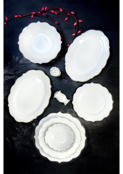 Queen Flora Bone China 12 Kişilik 53 Parça Porselen Yemek Takımı