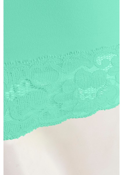 Turkuaz Seamless Dantelli Geniş Askılı Atlet
