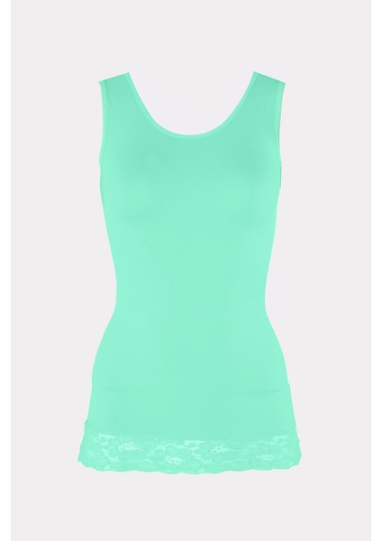 Turkuaz Seamless Dantelli Geniş Askılı Atlet fiyatları