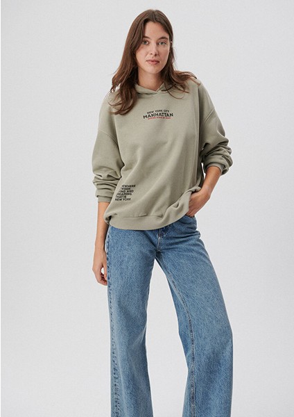 Kadın Kapüşonlu Yeşil Sweatshirt 1S10012-85873