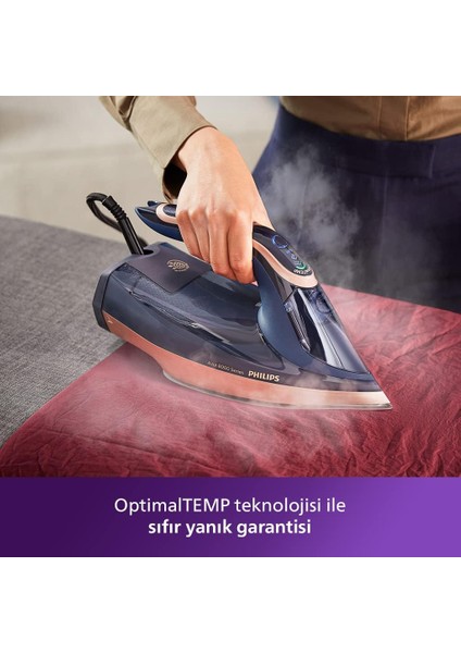 3000 W Kireç Önleyicili, Otomatik Kapanabilen, Damla Önleyicili Azur Buharlı Ütü, Mavi fırsatları