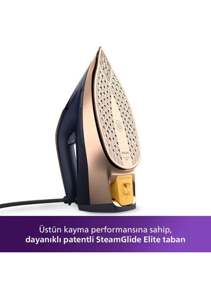3000 W Kireç Önleyicili, Otomatik Kapanabilen, Damla Önleyicili Azur Buharlı Ütü, Mavi