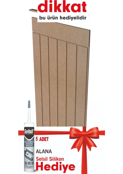 Dekoratif Duvar Paneli ( 54 x 105 cm ) Boyanabilir Ahşap 10 mm Ham Mdf 5 ADET Duvar Paneli 1 ADET Selsil Silikon HEDİYESI