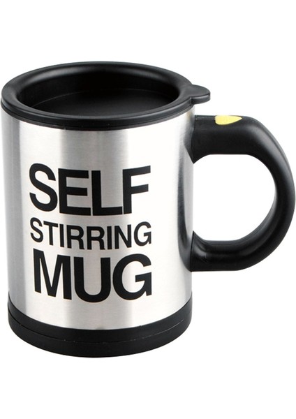 Kişiye Özel Kendini Karıştıran Mikser Kupa Termos Bardak Siyah - Self Stirring Mug
