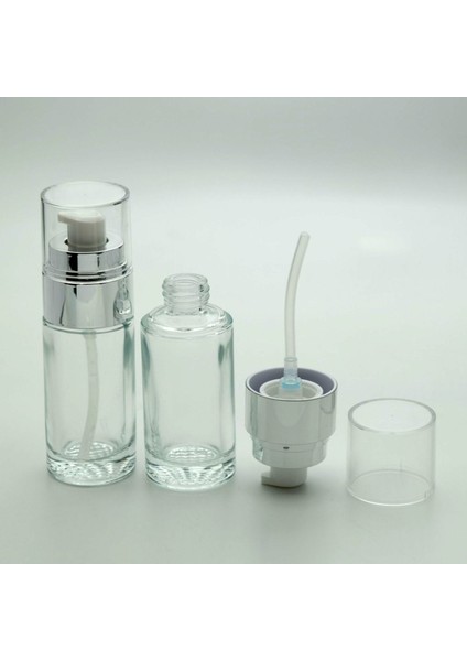 Boş Krem ve Losyon Şişesi 40 ml (5 Adet) Şeffaf Gri Kapaklı Boş Şişe