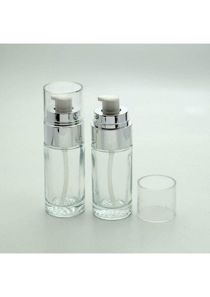 Boş Krem ve Losyon Şişesi 40 ml (5 Adet) Şeffaf Gri Kapaklı Boş Şişe