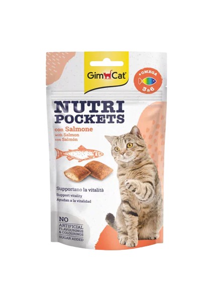 Elites Gimcat Nutripockets Somonlu ve Omega 3x6 Kedi Ödülü 60 gr