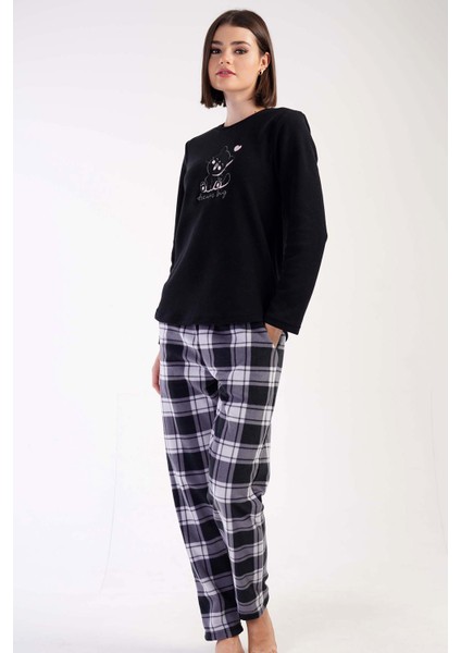 Kadın Polar Uzun Kol Pijama Takım