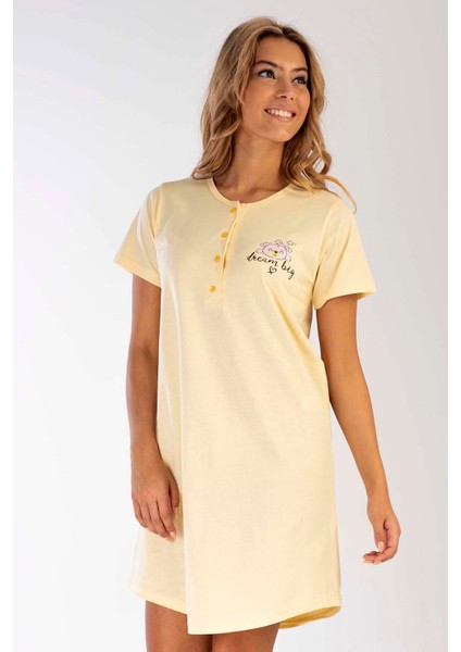 Pamuklu Kadın Kısa Kol Gecelik