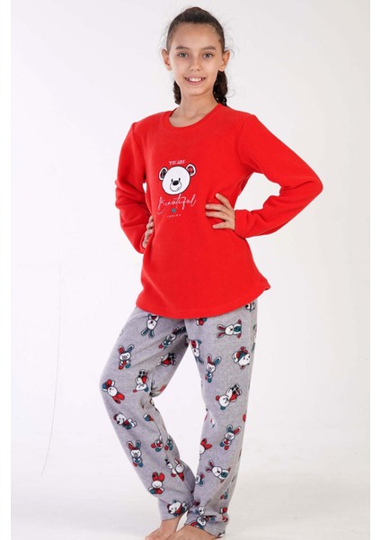 Kız Çocuk Polar Uzun Kol Pijama Takım