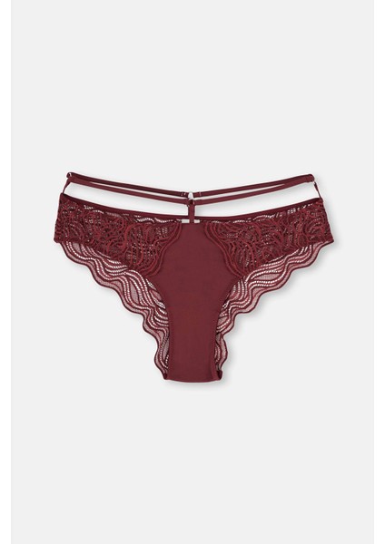 Bordo Dantelli Brazıllıan Külot