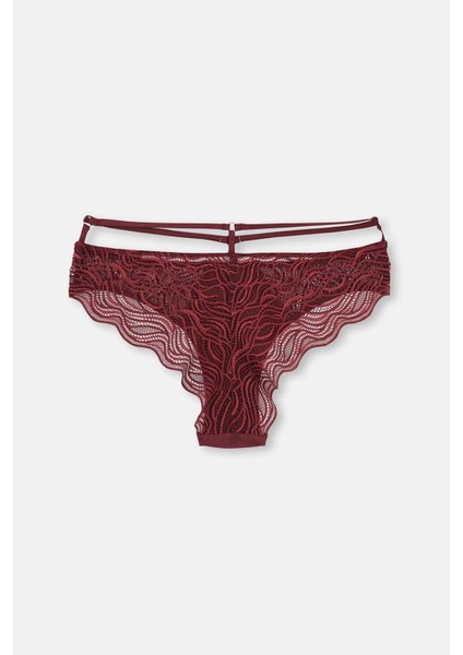 Bordo Dantelli Brazıllıan Külot