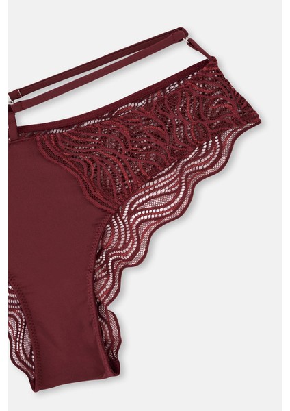 Bordo Dantelli Brazıllıan Külot