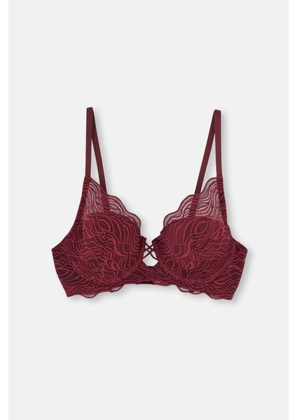 Bordo 1011KC Dantelli Dolgusuz Toparlayıcı Sütyen