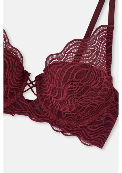 Bordo 1011KC Dantelli Dolgusuz Toparlayıcı Sütyen