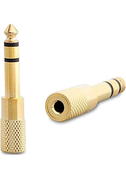 6.3 mm Stereo Erkek / 3.5 mm Stereo Dişi Sarı Metal Gold Jack Fiş Çevirici (81)