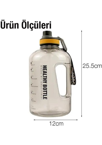 2200 ml Su Matarası Bpa Içermez Su Matarası Suluk Taşıma Ipli Pipetli Emniyet Kilitli Matara