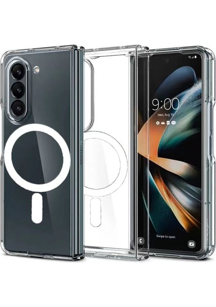 Samsung Galaxy Z Fold 5 Kılıf Magsafe Şeffaf Silikon Kılıf