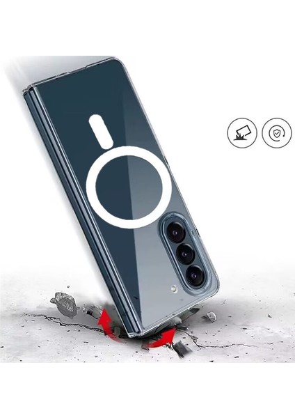 Samsung Galaxy Z Fold 5 Kılıf Magsafe Şeffaf Silikon Kılıf