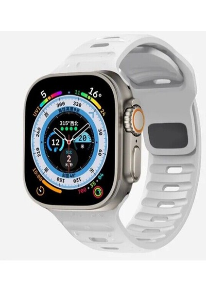 Apple Watch Gs Dt Pro T500 Ultra 2 3 4 5 6 7 8 Se Uyumlu 42 44 45MM Special Spor Kordon Kayış Beyaz