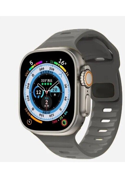 Apple Watch Gs Dt Pro T500 Ultra 2 3 4 5 6 7 8 Se Uyumlu 42 44 45MM Special Spor Kordon Kayış Koyu Gri