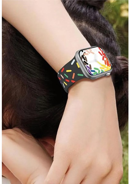 apple Watch Gs Dt Pro Ultra 4 5 6 7 8 Se Uyumlu 42 44 45MM Pride Edition Spor Kordon Siyah