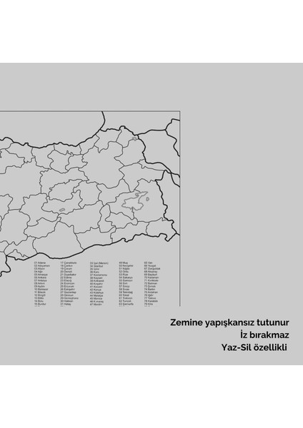 Türkiye Haritası Yapışkansız Akıllı Kağıt