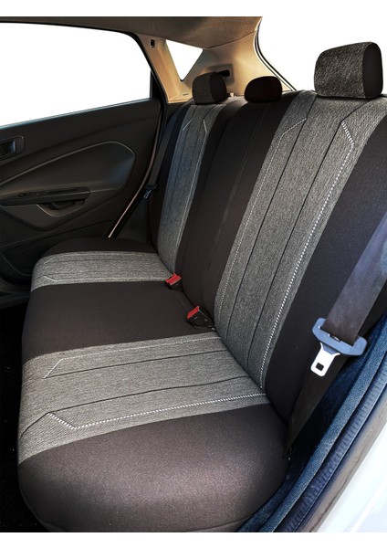 Axiom Comfort Serisi - Citroen C2 ile Uyumlu Koltuk Kılıfı, Keten-Deri / Siyah