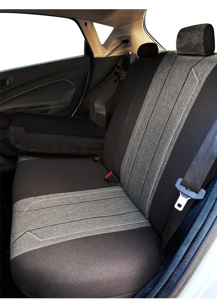 Axiom Comfort Serisi - Ford Tourneo Courier ile Uyumlu Koltuk Kılıfı, Keten-Deri / Siyah