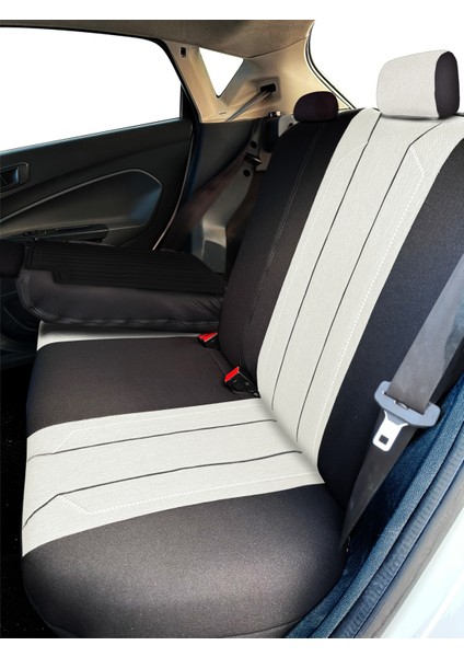 Axiom Comfort Serisi - Citroen Ds5 ile Uyumlu Koltuk Kılıfı, Keten-Deri / Kemik