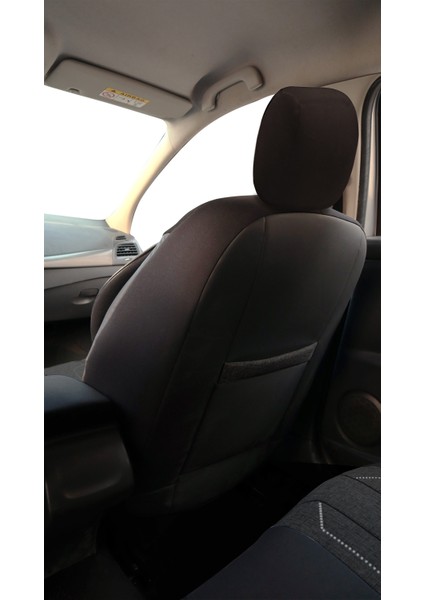 Axiom Comfort Serisi - Citroen Ds4 ile Uyumlu Koltuk Kılıfı, Keten-Deri / Siyah