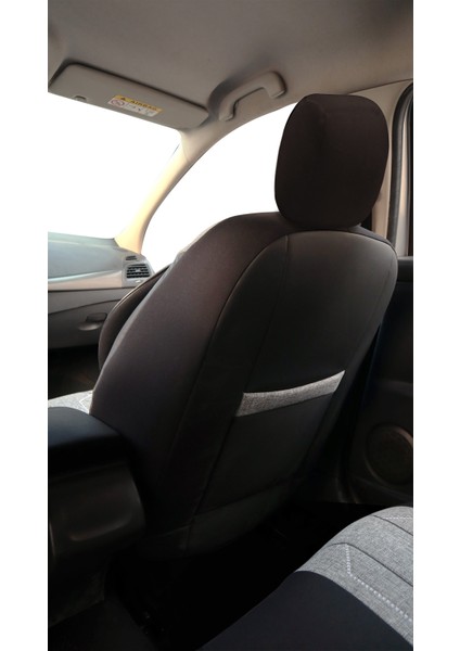 Axiom Comfort Serisi - Bmw X6 ile Uyumlu Koltuk Kılıfı, Keten-Deri / Gri