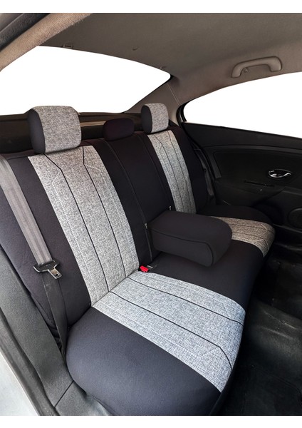 Axiom Comfort Serisi - Bmw X6 ile Uyumlu Koltuk Kılıfı, Keten-Deri / Gri