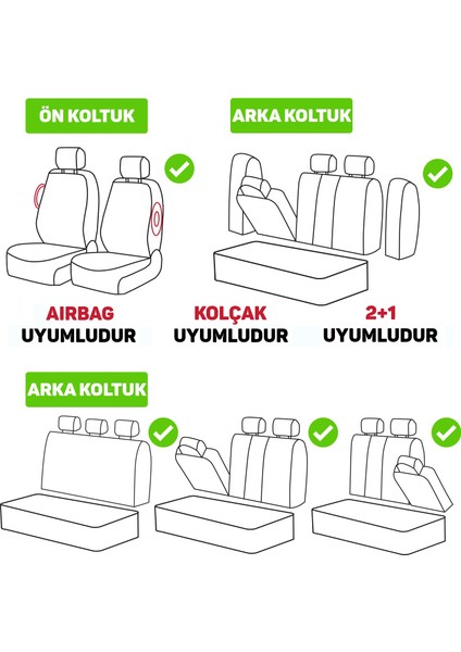 Axiom Comfort Serisi - Bmw X6 ile Uyumlu Koltuk Kılıfı, Keten-Deri / Gri