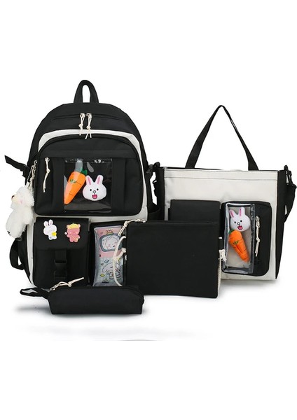 Açık Hava Sırt Çantası Büyük Kapasiteli Okul Çantası Crossbody Çanta 4 Parçalı Set (Yurt Dışından)