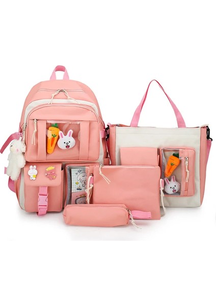 Açık Hava Sırt Çantası Büyük Kapasiteli Okul Çantası Crossbody Çanta 4 Parçalı Set (Yurt Dışından)