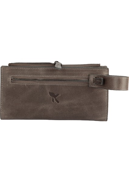 Karali Deri Hakiki Deri Unisex Portföy Cüzdanı Crazy Gri BC487-09 fiyatları