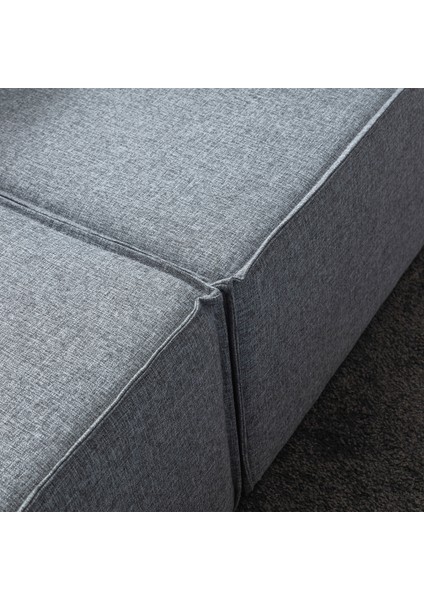 Soft 3 Modül Modüler Üçlü Puflu Koltuk Gri