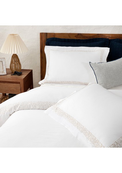 Shine Nevresim Seti Ekstra King Size 260 x 220 cm Beyaz/Bej