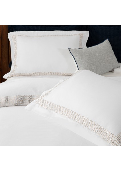 Shine Nevresim Seti Ekstra King Size 260 x 220 cm Beyaz/Bej