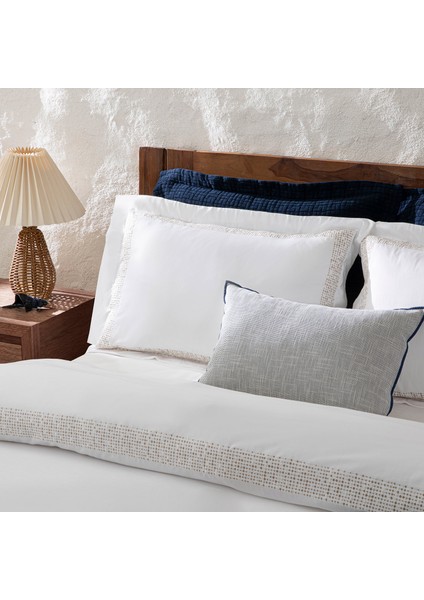 Shine Nevresim Seti Ekstra King Size 260 x 220 cm Beyaz/Bej