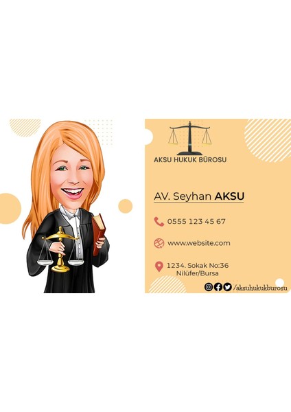 Kişiye Özel Avukat Karikatürlü Bitmeyen Kartvizit - Model 1